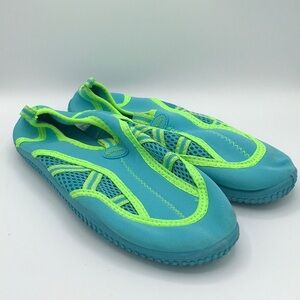 Oxide blue and lime green water shoes, size 5